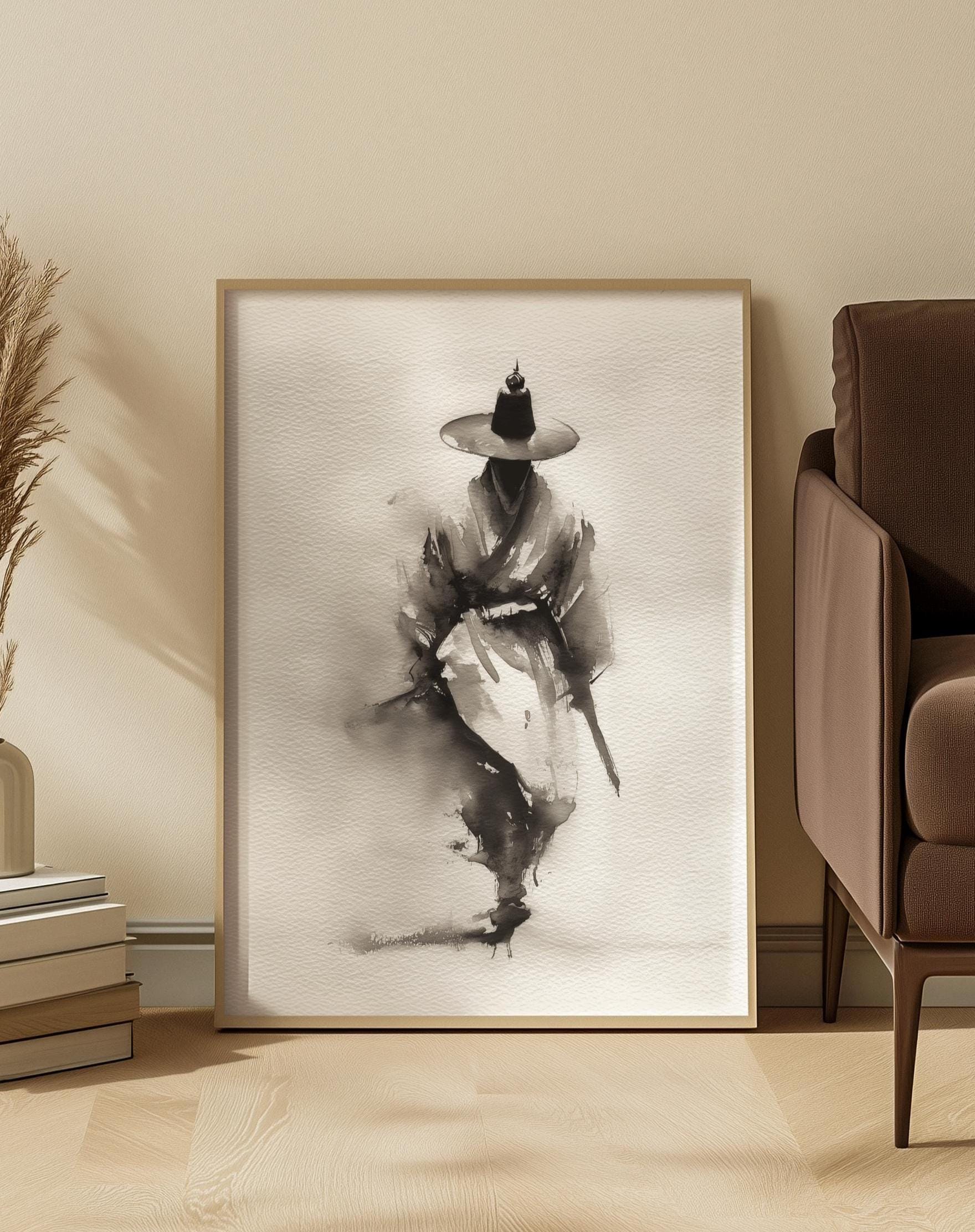 Korean Ink Wash Hanbok Art Print