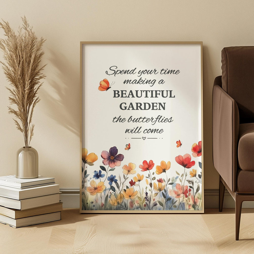 Butterfly Garden Watercolor Print: Inspirational Nature Art, Ready to Hang