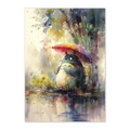 Artistic depiction of the character Totoro holding an umbrella with colorful splashes in the background