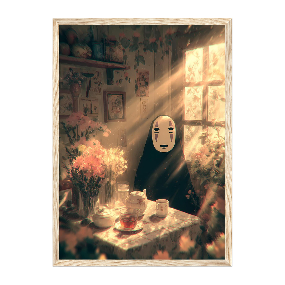No-Face Studio Ghibli Cozy Tea Scene Art Print