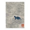 Japanese turtle wall art print with ripple pattern, minimal Japandi ocean decor