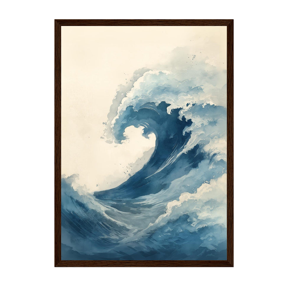 Japanese Wave Art Print: Blue Ocean Calm Minimal Seascape Scene