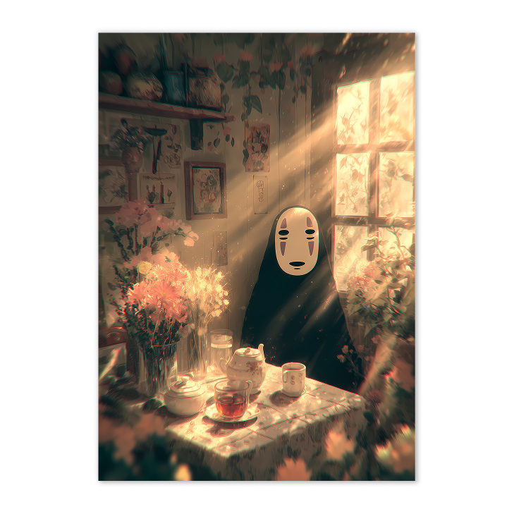 No-Face Studio Ghibli Cozy Tea Scene Art Print