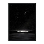 Minimalist Night Sky Print: Black and White Starry Mountain Horizon