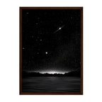 Minimalist Night Sky Print: Black and White Starry Mountain Horizon