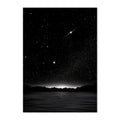 Minimalist Night Sky Print: Black and White Starry Mountain Horizon
