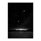 Minimalist Night Sky Print: Black and White Starry Mountain Horizon