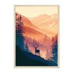 Deer in Misty Forest Art Print: Cabin Lodge Wall Decor