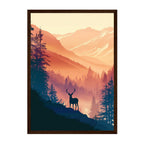 Deer in Misty Forest Art Print: Cabin Lodge Wall Decor