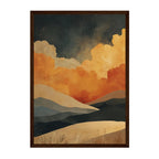 Abstract Desert Landscape Art Print: Golden Mountains, Starry Sky