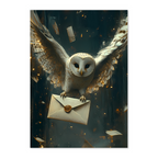 Hogwarts Letter Owl Art Print: Enchanted Midnight Flight With Golden Glow And Wizarding Fantasy Mood