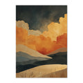 Abstract Desert Landscape Art Print: Golden Mountains, Starry Sky