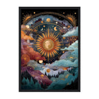 Celestial Art Print: Gold Sun, Moon, Stars - Cosmic Wall Decor