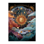  celestial art print with sun, moon, and stars