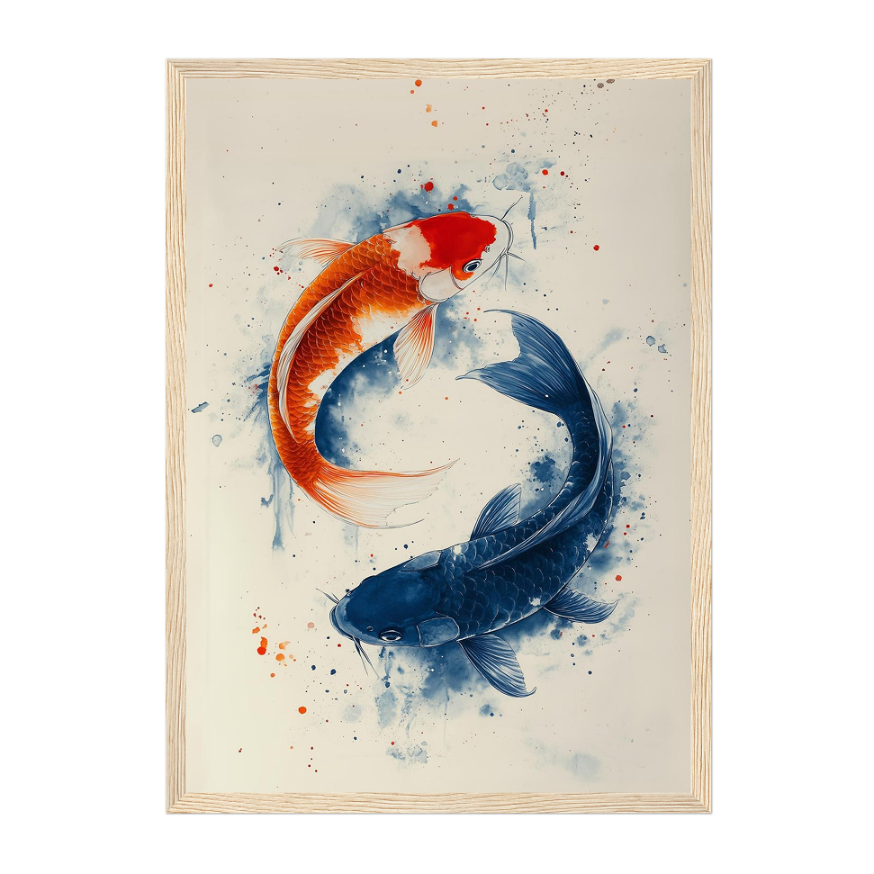 Yin Yang Koi Fish Art Print: Japanese Zen Decor, Meditation Gift