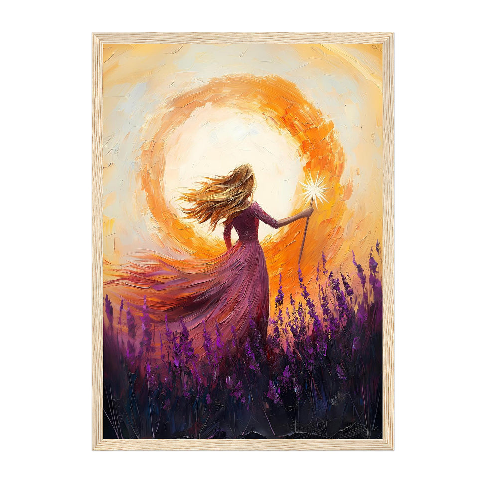 Wicked's Glinda Art Print: Golden Light Sorceress, Lavender Field Sunset