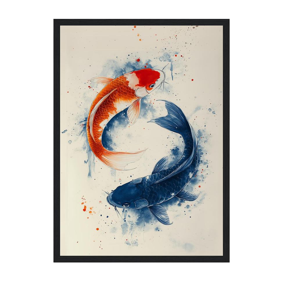 Yin Yang Koi Fish Art Print: Japanese Zen Decor, Meditation Gift