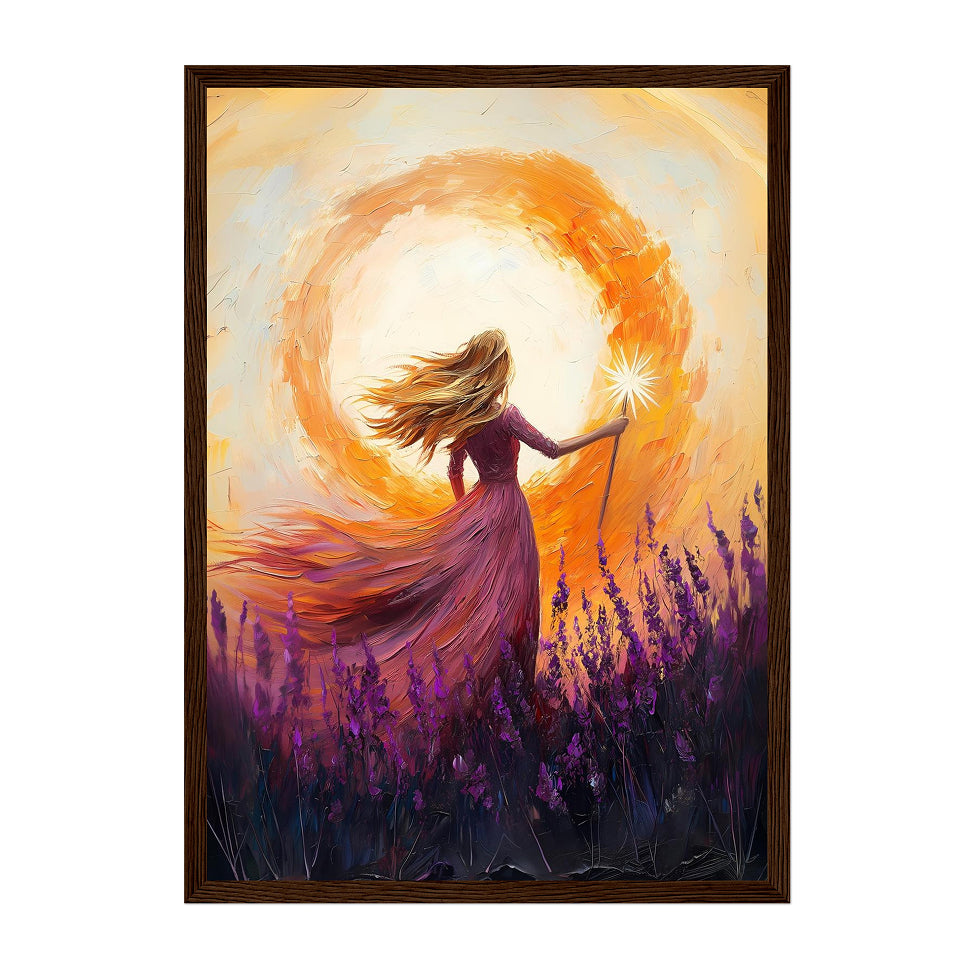 Wicked's Glinda Art Print: Golden Light Sorceress, Lavender Field Sunset