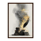 Feather Quill & Books Art Print: Gold Ink Literary Decor