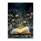 Fireflies Book Art Print: Enchanted Reading Nook Fantasy Illustration