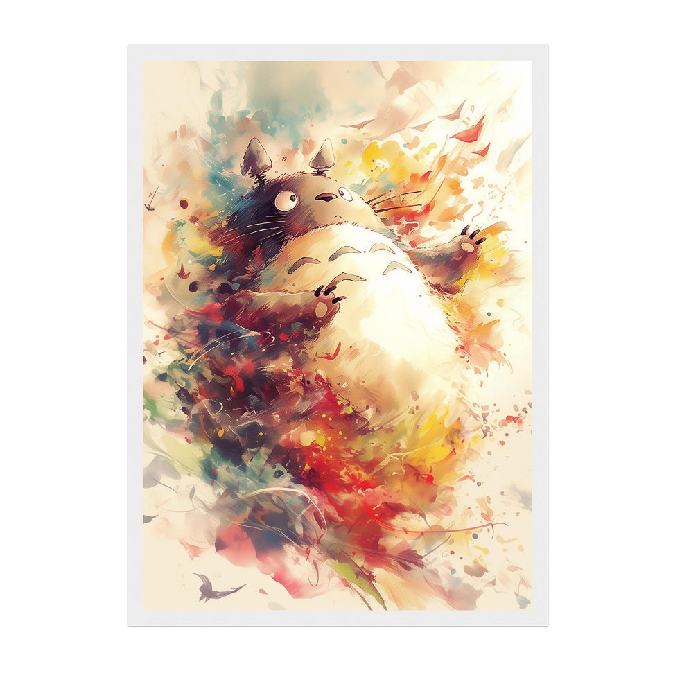 Totoro Watercolor Art Print: Whimsical Nursery Decor, Anime Poster