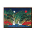 Korean Landscape Art Print: Five Peaks, Waterfall, Sun & Moon