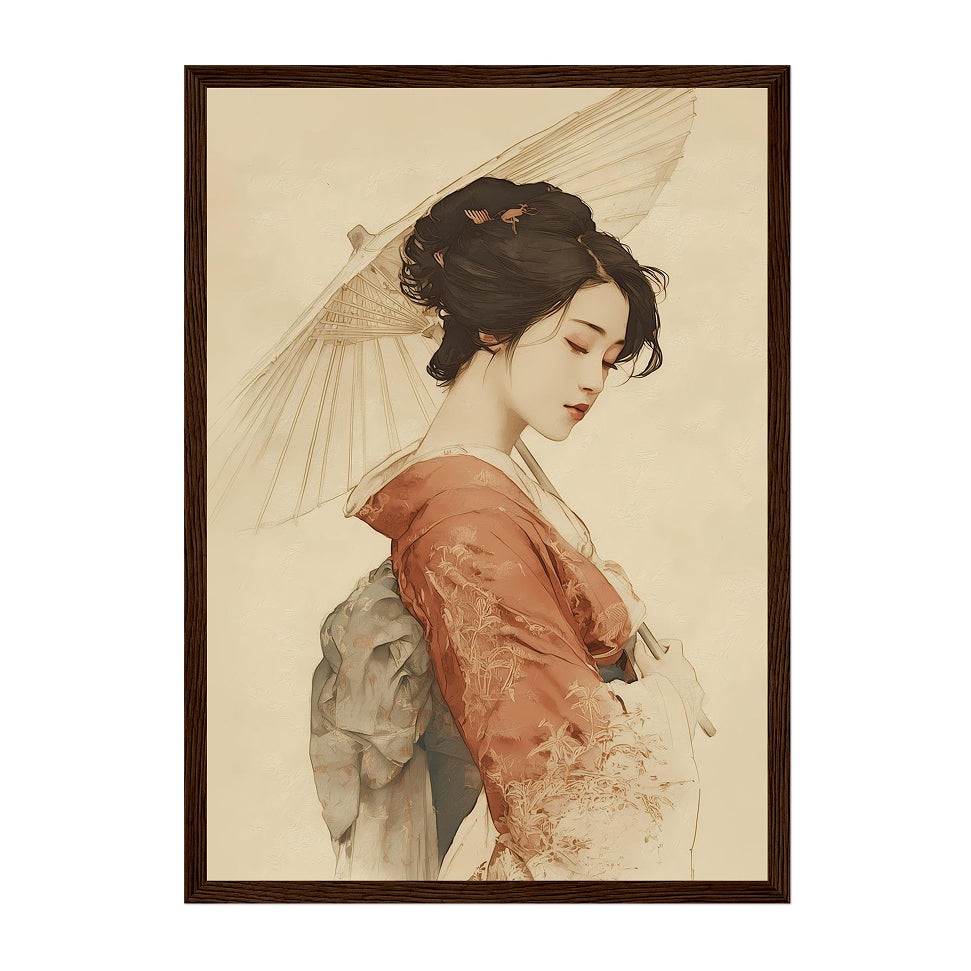 Japanese Geisha Art Print: Traditional Kimono Portrait, Asian Home Decor