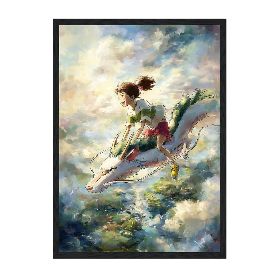 Spirited Away Anime Poster: Abstract Studio Ghibli Haku & Chihiro