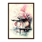 Cherry Blossom Tea House Print: Zen Japanese Wall Art, Calming Home Decor