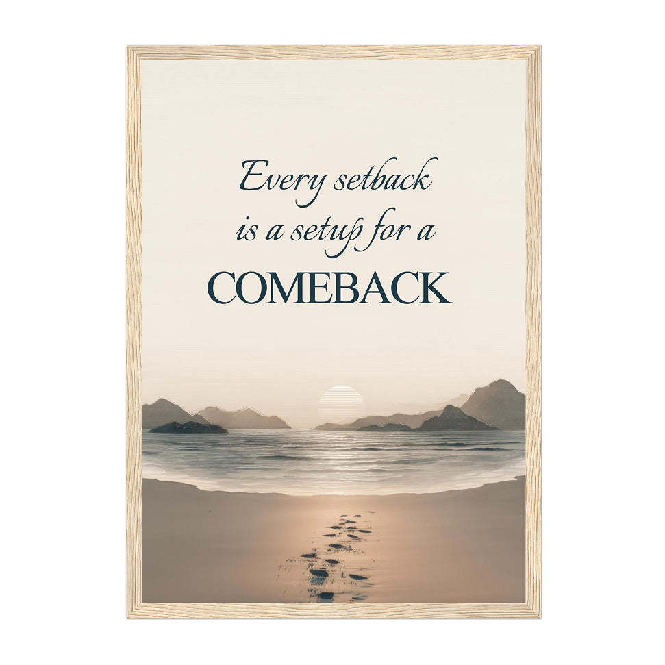 Motivational Beach Sunset Print: Every Setback Is A Setup