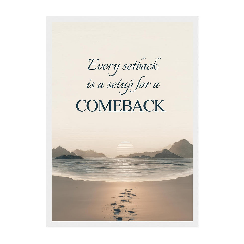 Motivational Beach Sunset Print: Every Setback Is A Setup