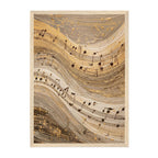Abstract Musical Notes Art Print: Warm Gold Calm Motion Composition