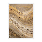 Abstract Musical Notes Art Print: Warm Gold Calm Motion Composition