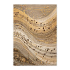 Abstract Musical Notes Art Print: Warm Gold Calm Motion Composition