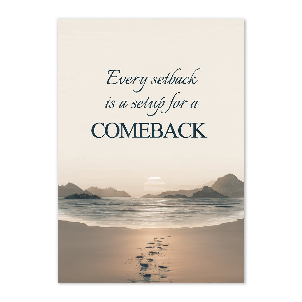 Motivational Beach Sunset Print: Every Setback Is A Setup