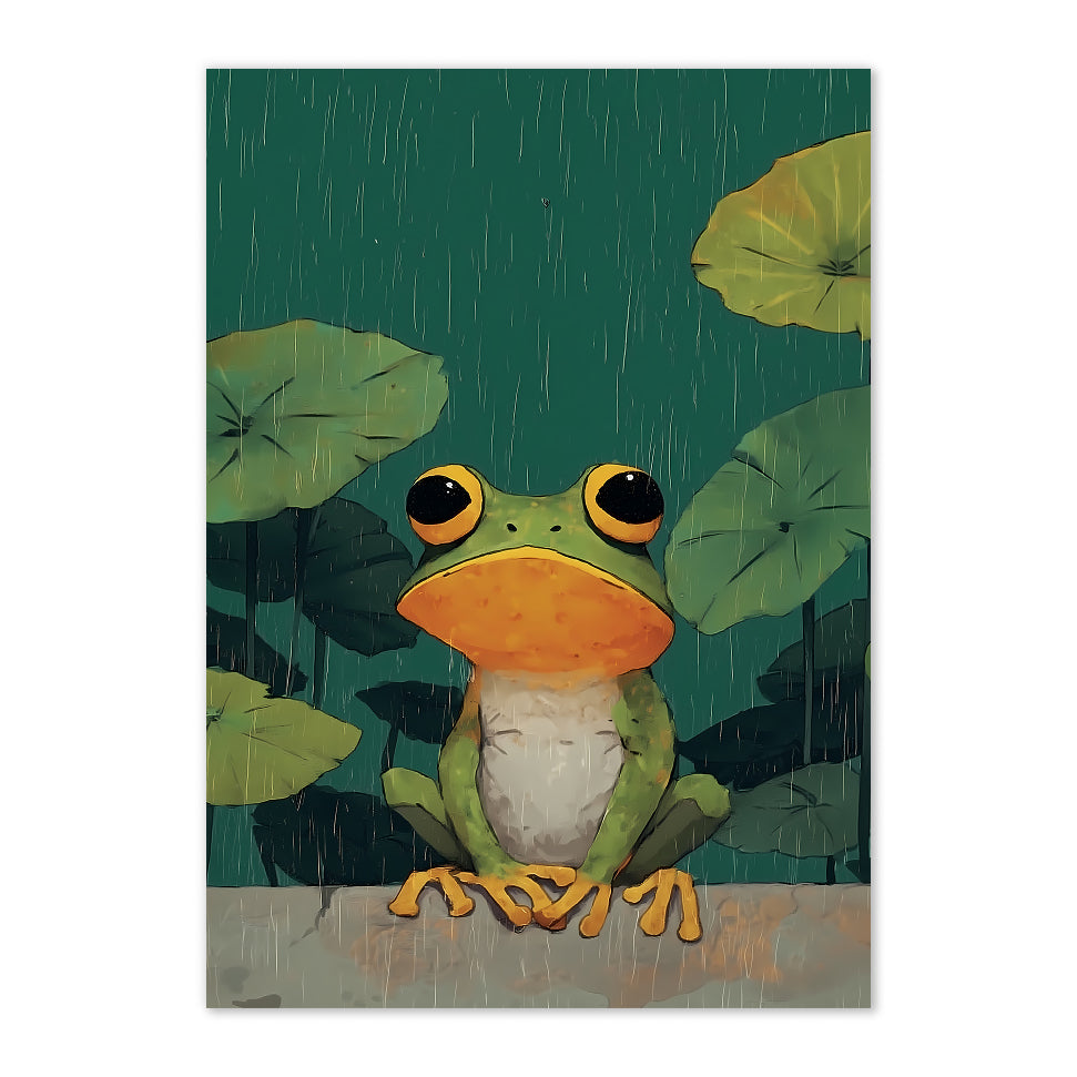 Whimsical Tree Frog Art Print: Rainy Day Cottagecore Wall Decor