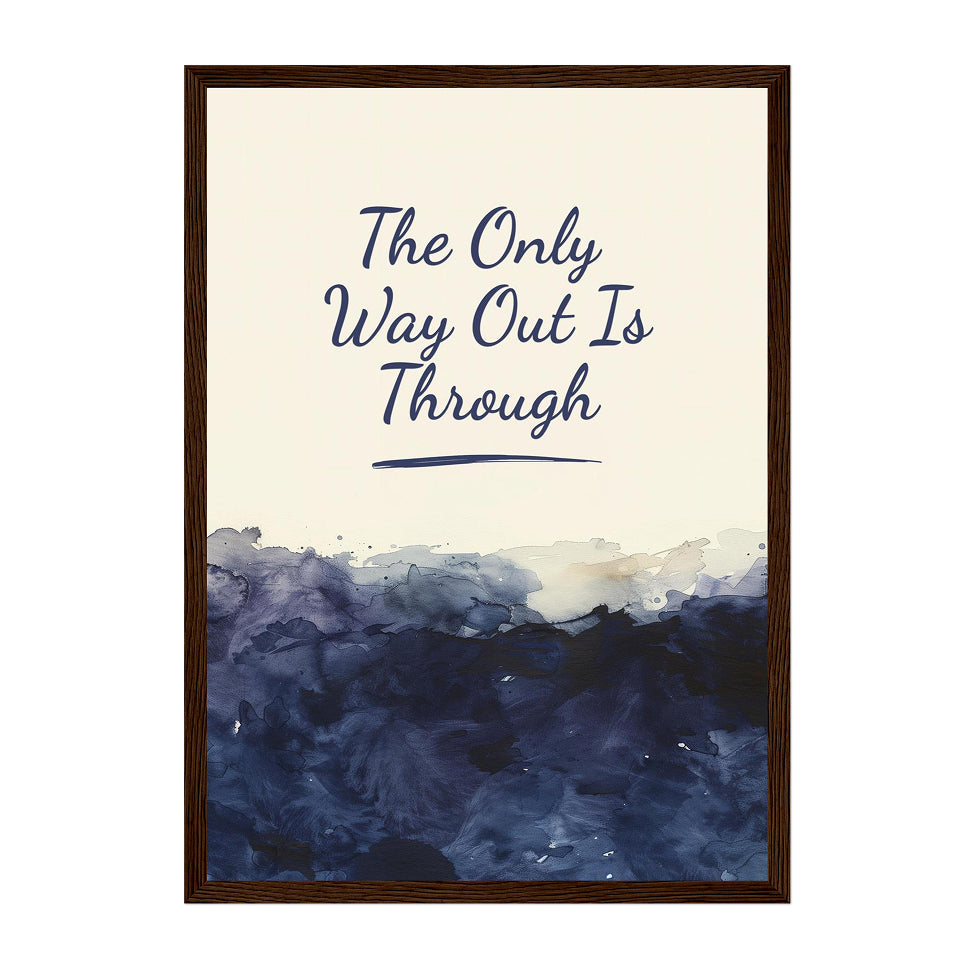 Motivational Quote Typography Art Print: Navy Blue Calm Watercolour Motivational