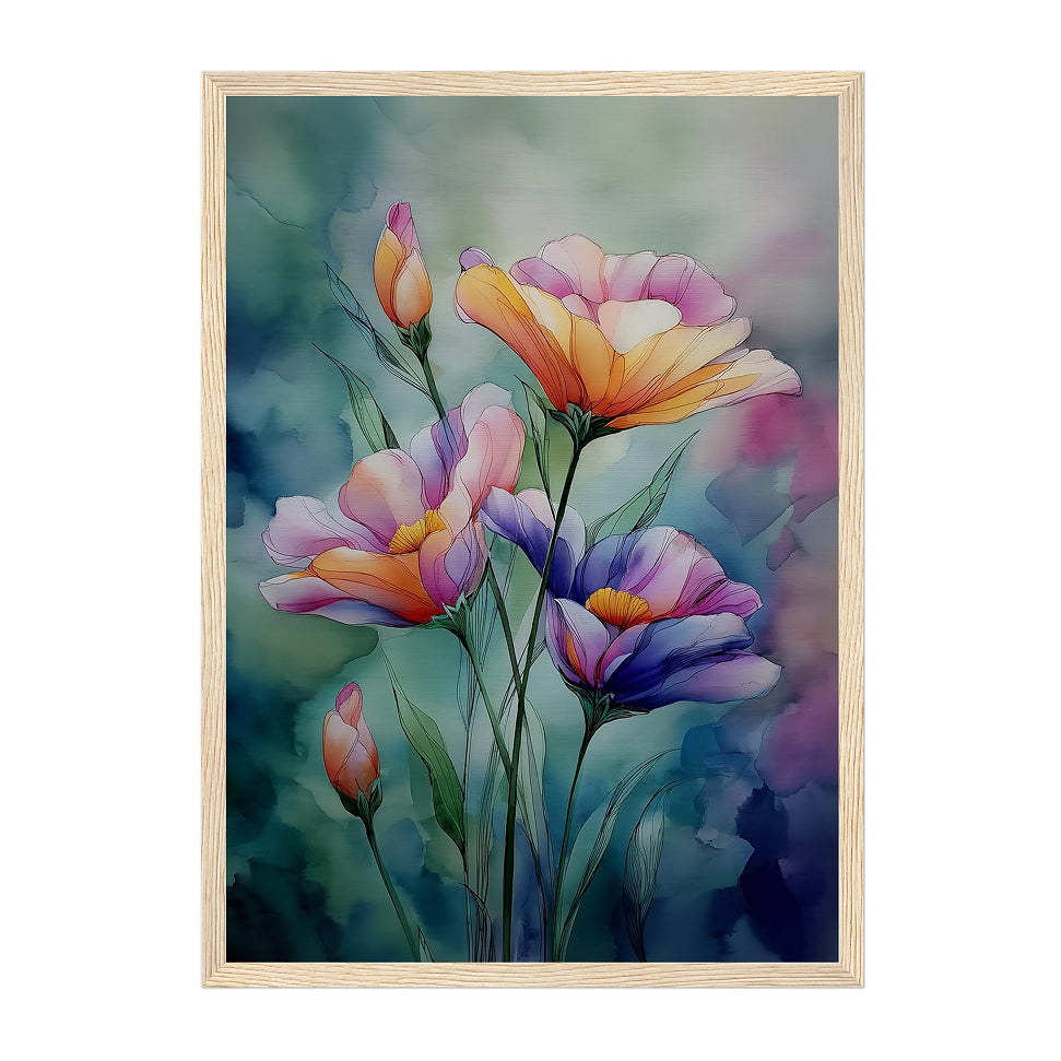 Watercolor Floral Bloom Art Print: Pastel Garden Serenity Palette
