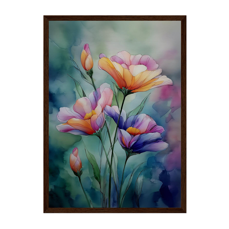 Watercolor Floral Bloom Art Print: Pastel Garden Serenity Palette