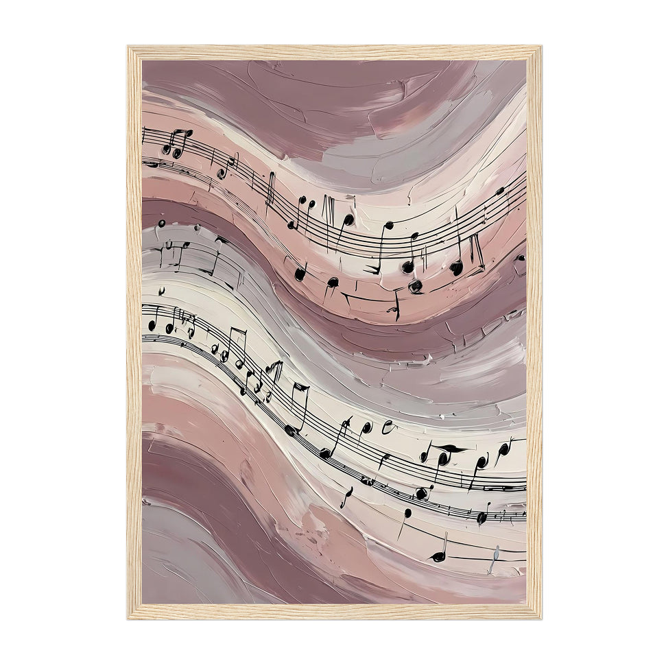 Modern Abstract Music Art Print: Pink Blush Neutral Flowing Melody