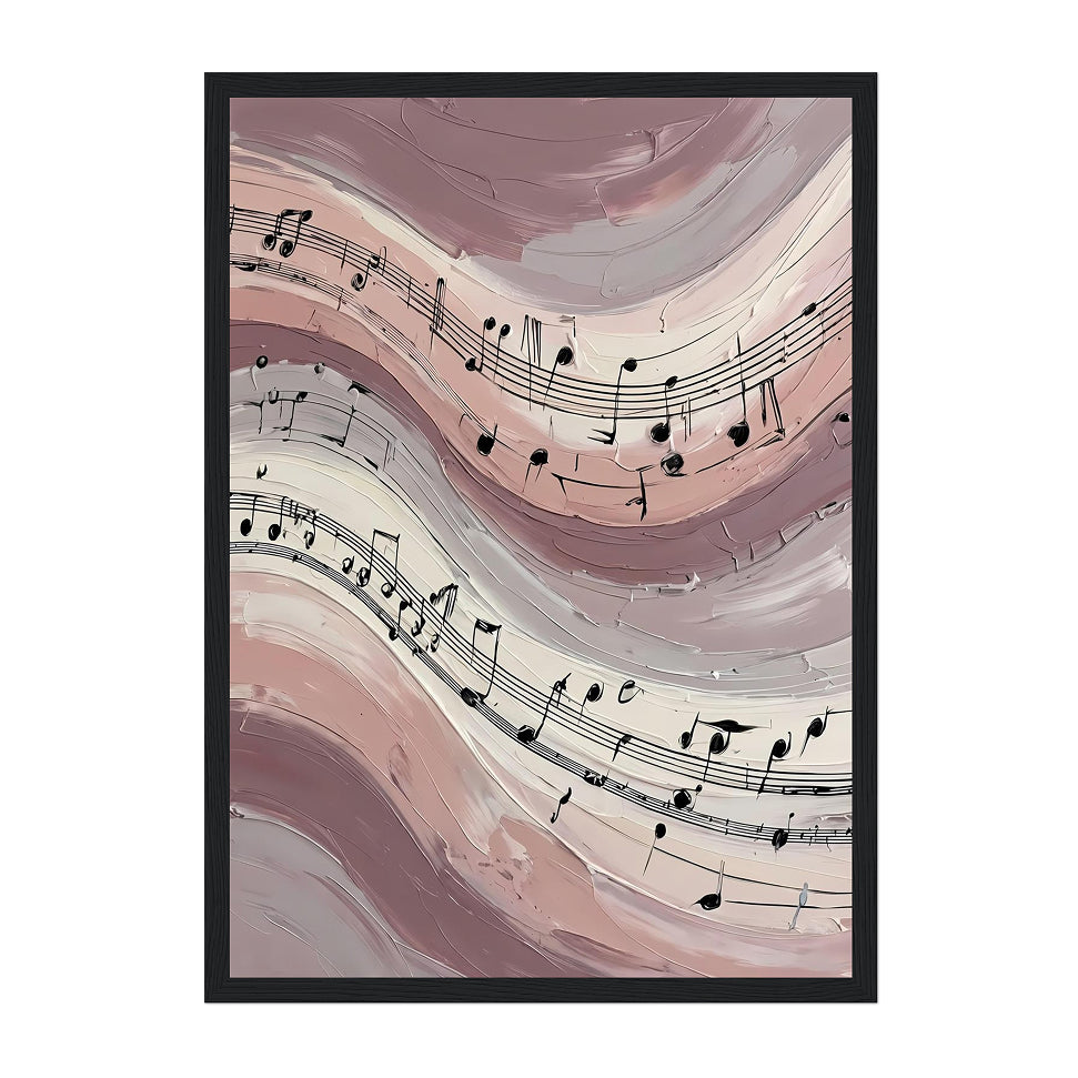 Modern Abstract Music Art Print: Pink Blush Neutral Flowing Melody