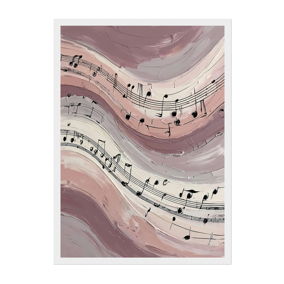 Modern Abstract Music Art Print: Pink Blush Neutral Flowing Melody