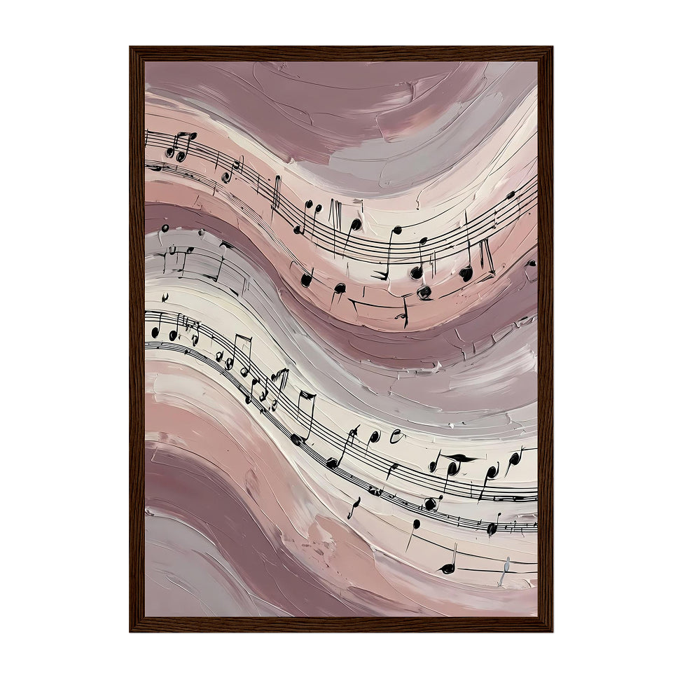 Modern Abstract Music Art Print: Pink Blush Neutral Flowing Melody