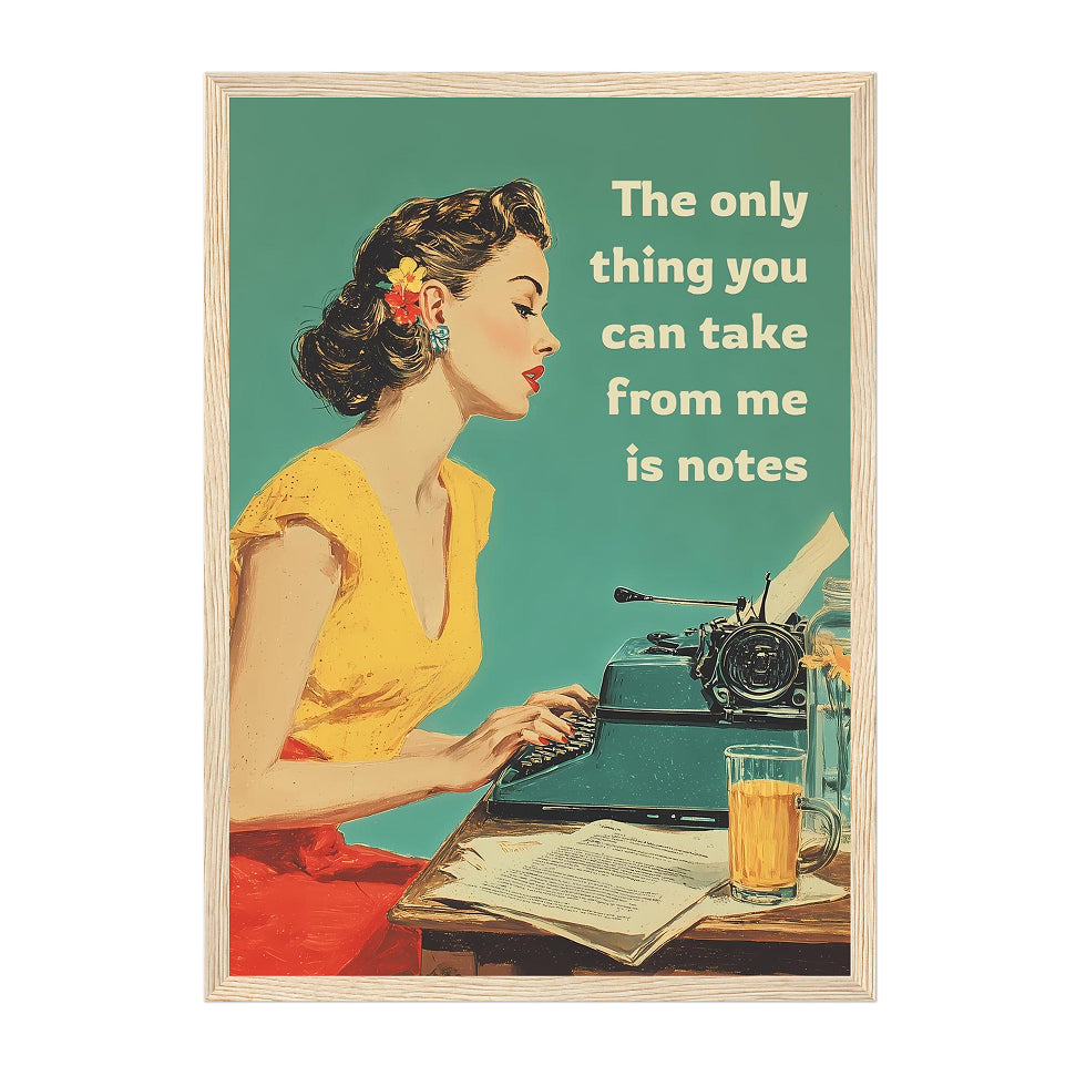 Retro Typewriter Art Print: Funny Writing Poster, Vintage Office Decor