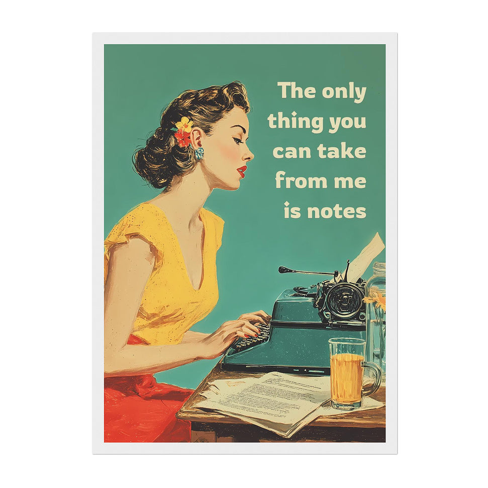 Retro Typewriter Art Print: Funny Writing Poster, Vintage Office Decor