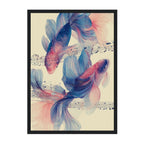 Koi Fish & Music Notes Art Print: Pastel Music Flow Harmony