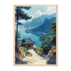 Korean Coastal Temple Art Print: Peaceful Seaside Landscape