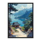 Korean Coastal Temple Art Print: Peaceful Seaside Landscape