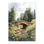 Stone bridge over a stream with a forest background