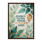 Botanical Quote Art Print: Green and Gold Minimal Watercolor Design with Mindful Energy Message